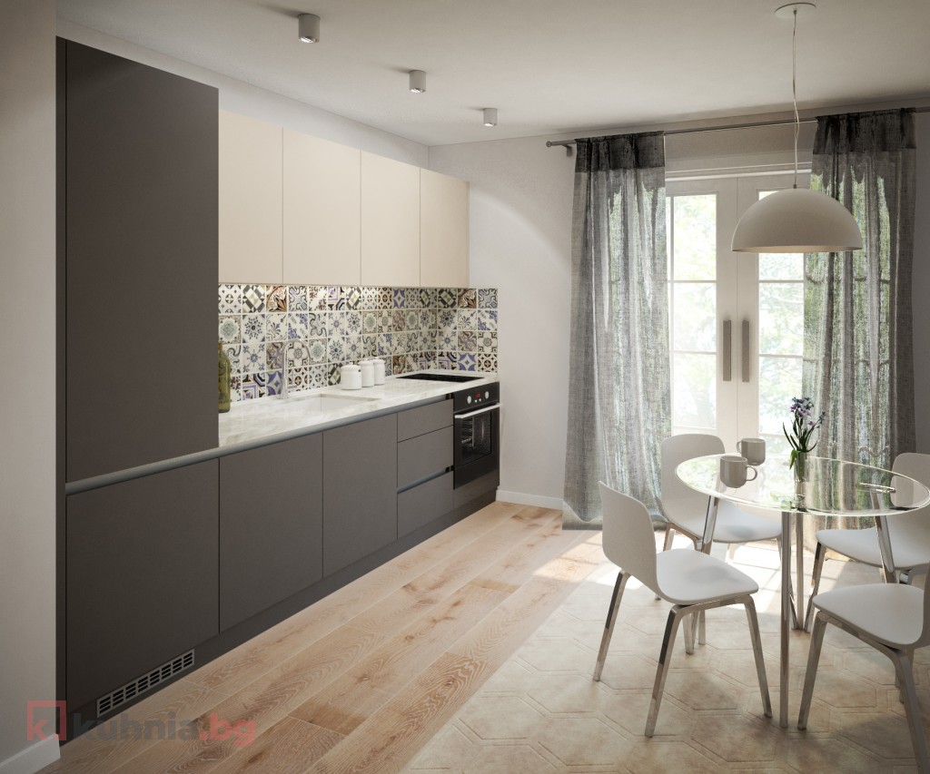 Права кухня Ния със скрити дръжки