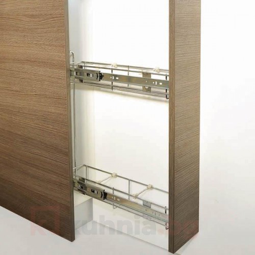 Кошница странично водене, с плавно прибиране, скрит водач - за шкаф 150, 200 мм