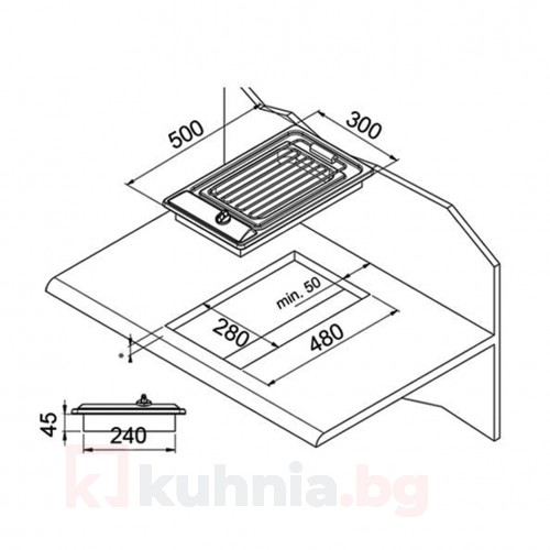 Грил барбекю за вграждане Eurolux - 2,4kW