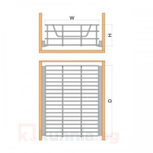 Кошница странично водене с плавно прибиране