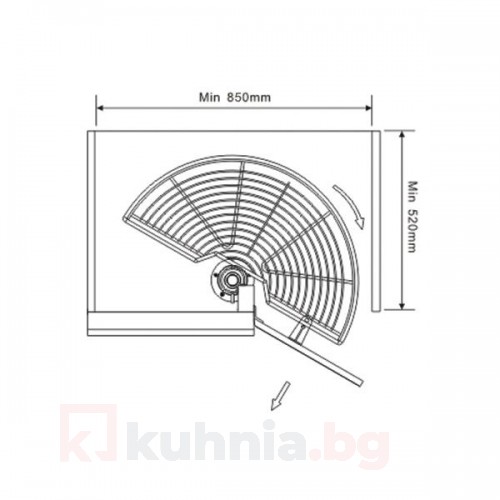 Кошница въртяща 1/2 за шкаф 800 мм 