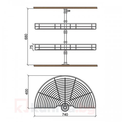 Кошница въртяща 1/2 за шкаф 800 мм 