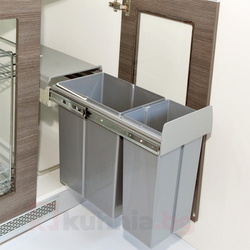 Кош за вграждане горно изтегляне 20L+10L