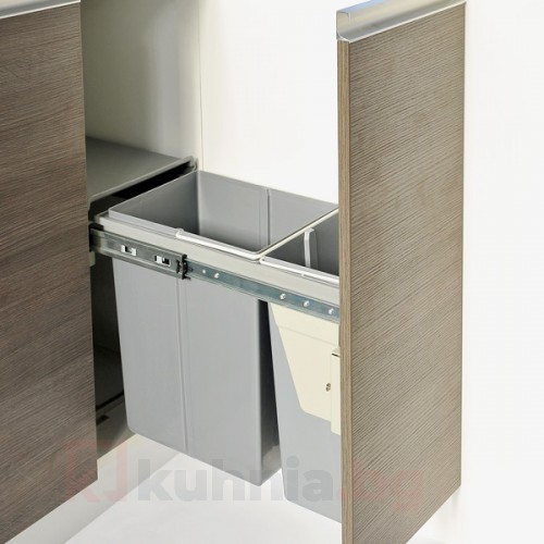 Кош за вграждане горно изтегляне с планка 20L+10L