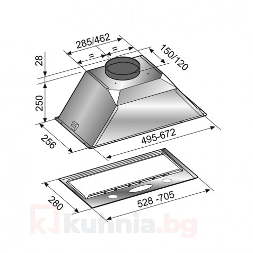Абсорбатор за вграждане Eurolux  INTEGRA LUX  A70 GR Сив