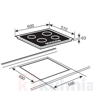 Стъклокерамичен плот  ТЕКА - 6,3 kW