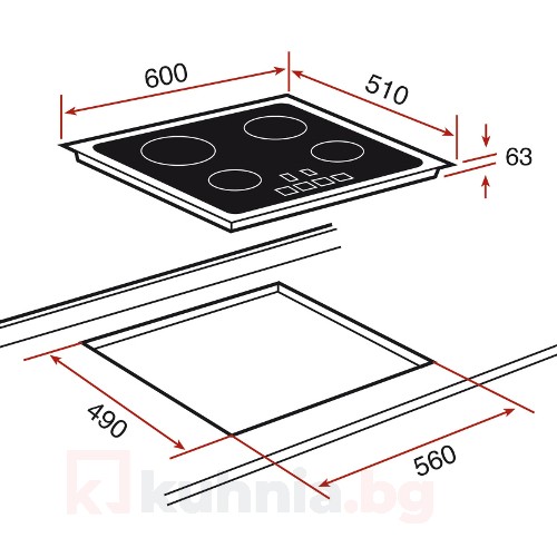 Стъклокерамичен плот ТЕКА - 1,2 kW
