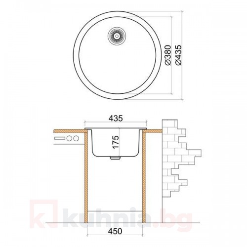 Мивка кръгла LIVINOKS 435х175мм