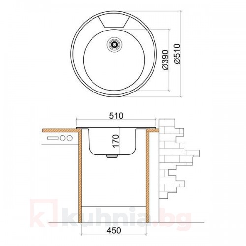 Мивка кръгла LIVINOKS 510х170мм