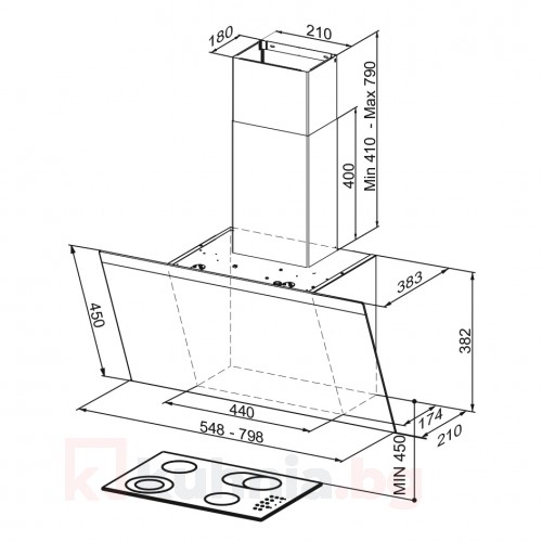 Вертикален аспиратор PRIORITY A55/Черно стъкло
