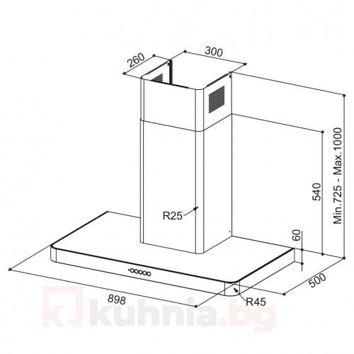 Декоративен аспиратор  T-LIGHT ISOLA