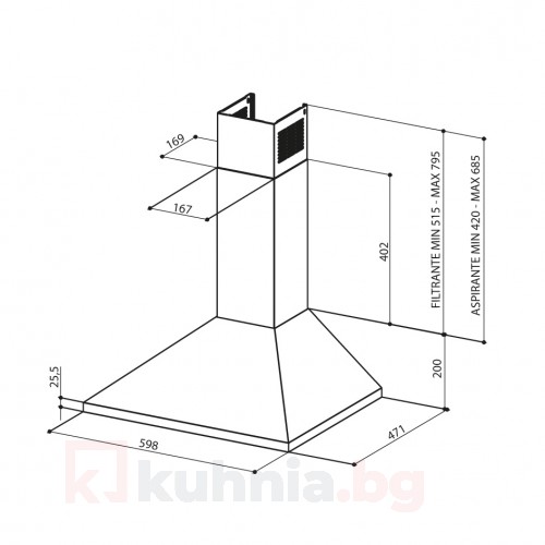 Декоративен аспиратор  VALUE A60 PB X