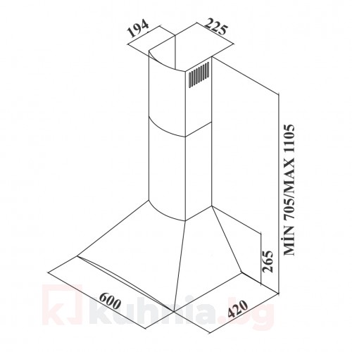 Декоративен абсорбатор ARC 60E X /инокс/