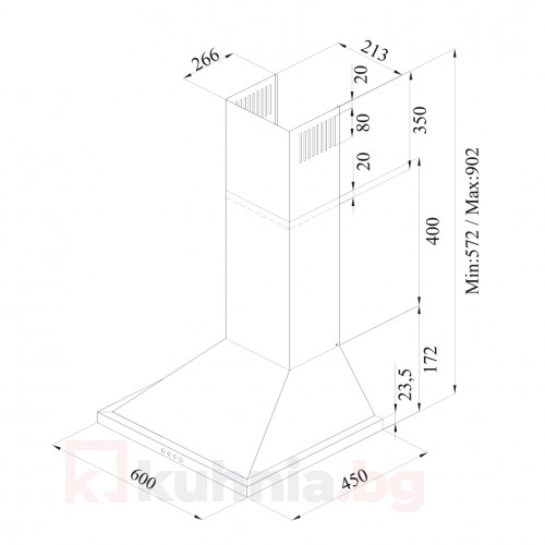 Декоративен аспиратор ONE 60 PB X /инокс/