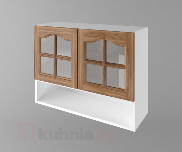 Шкаф с две врати за стъкло и ниша