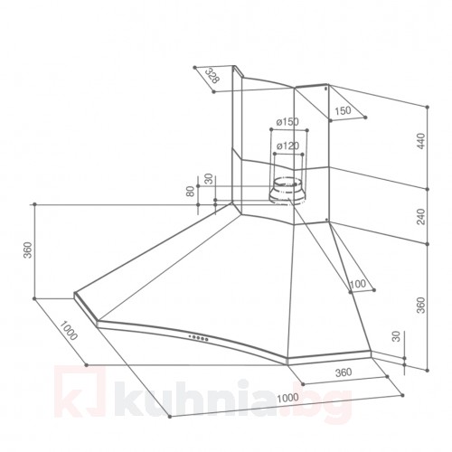 Ъглов аспиратор SOLARIS EG6 X A100