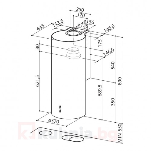 Аспиратор с цилиндрична форма CYLINDRA GLOSS PLUS EV8+ WH A37/бял/