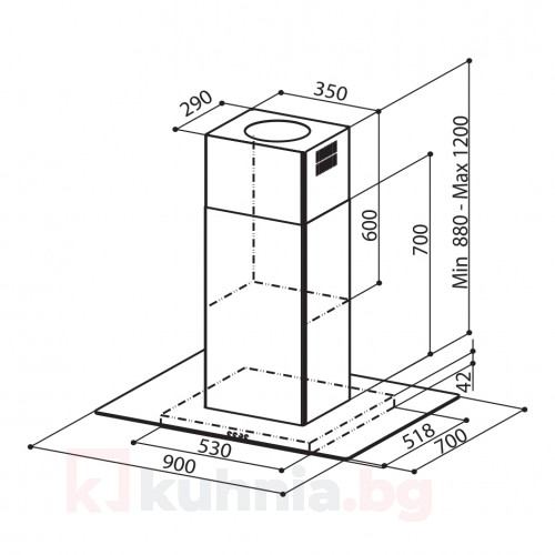 Островен аспиратор GLASSY ISOLA EG8 PB X/V A90 Еurolux