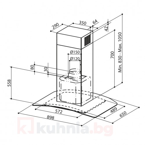 Островен аспиратор TRATTO ISOLA/SP EG8 X/V A90 FABER