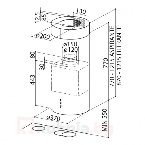 Островен аспиратор CYLINDRA ISOLA GLOSS PLUS EV8 WH A37 /Бял/