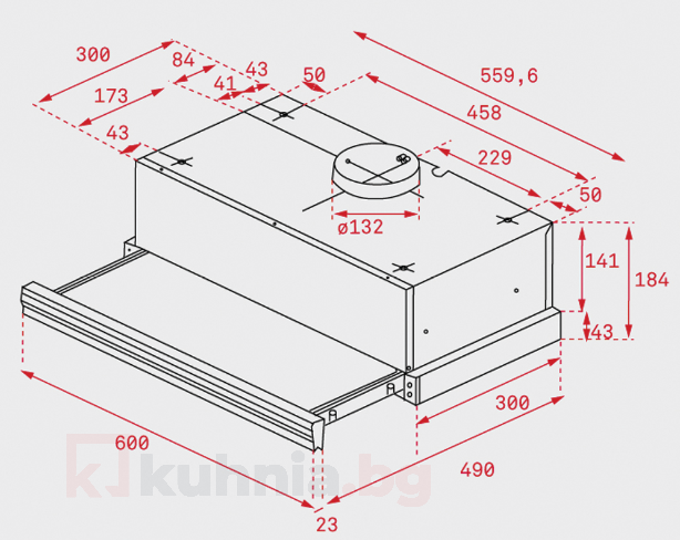 Телескопичен абсорбатор за вграждане CNL 6415 Plus Инокс