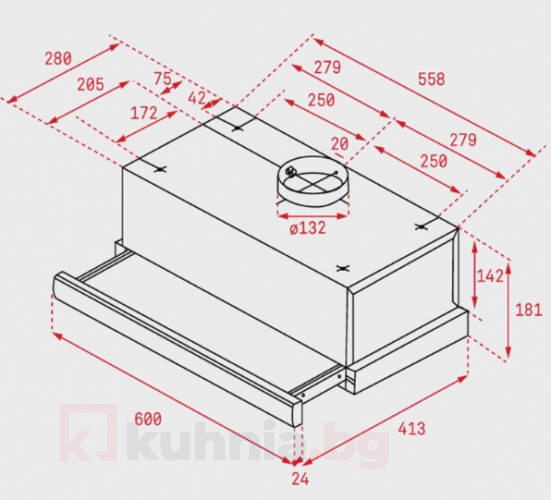 Телескопичен абсорбатор за вграждане TL 6310 Инокс