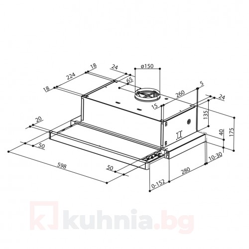 Телескопичен аспиратор за вграждане HBI A60 LINO