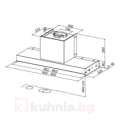 Аспиратор за пълно вграждане IN-NOVA COMFORT A90 Инокс
