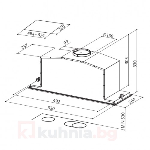 Аспиратор за пълно вграждане INCA LUX GLASS A52 FABER