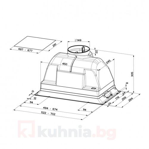 Аспиратор за пълно вграждане INCA PLUS HCS X A70 Инокс