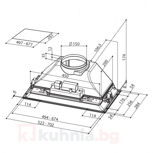 Аспиратор за пълно вграждане INCA SMART HC