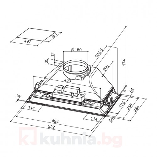 Аспиратор за пълно вграждане INCA SMART GR A52 Сив