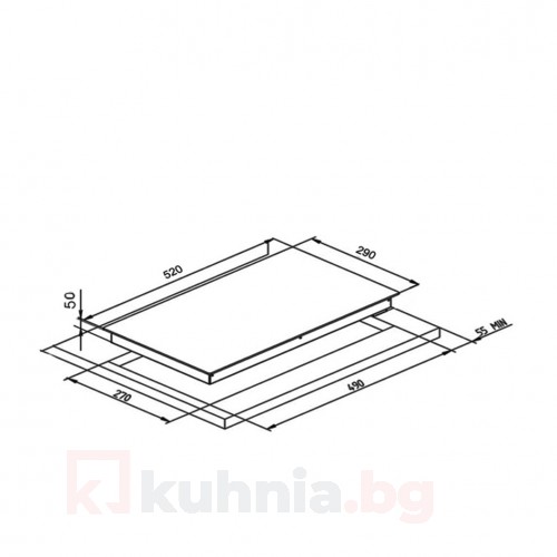 Бял стъклокерамичен плот PVL TC2 V W LINO