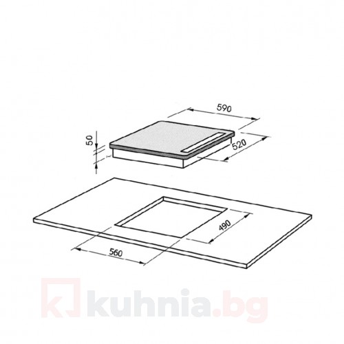 Бял стъклокерамичен плот PVL TC4 V W LINO  