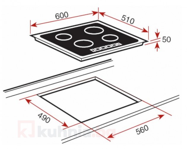 Стъклокерамичен индукционен плот с декоративна рустикална шарка ТЕКА