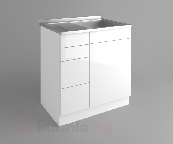 Долен кухненски шкаф с мивка - с четири работещи чекмеджета Нарцис - Гланц