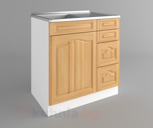 Долен кухненски шкаф с мивка - с четири работещи чекмеджета Астра - Натурална