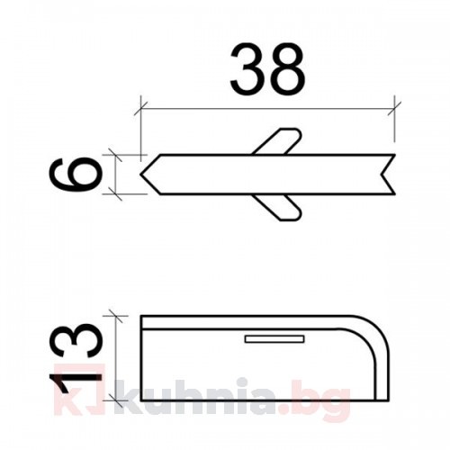 Вътрешен ъгъл за водобранна лайстна - хоризонтален