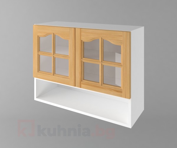 Шкаф с две врати за стъкло и ниша