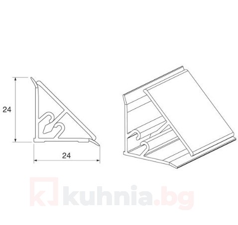 Ал. водoбранна лайстна - 4 м, права, гладка