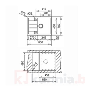 Мивка за вграждане ТЕКА от синтетичен гранит-Astral 45 B-TG