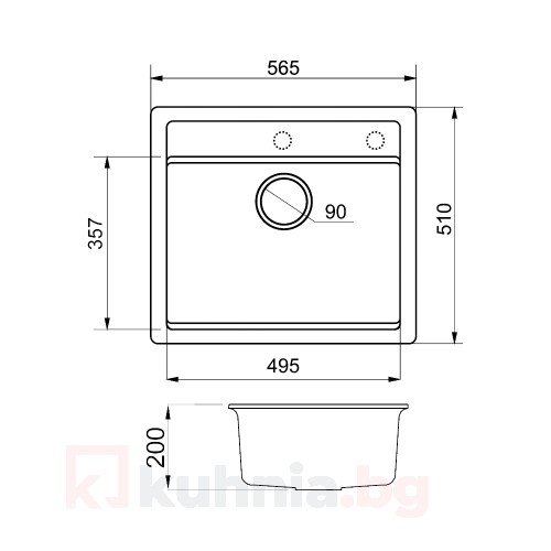 Вградена мивка LEKS - ALEX 565