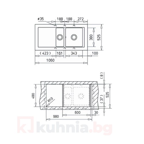 Мивка за вграждане TEKA - Aura 60 B-TG 