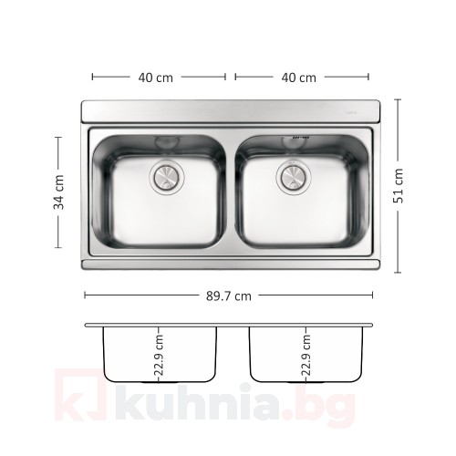 Мивка за вграждане  VERSO 90.2 TI