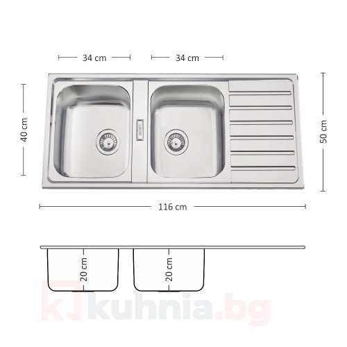 Мивка за вграждане TITAN 116.2 TI