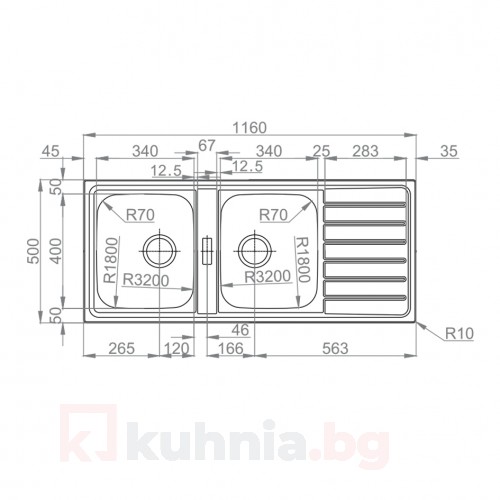 Мивка за вграждане TITAN 116.2 TI