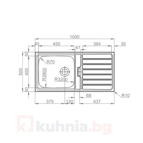 Мивка за вграждане TITAN BB 100.1 R TI LEKS