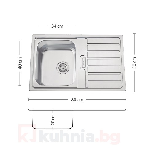 Мивка за вграждане TITAN 80.1 TI