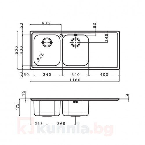 Мивка за вграждане MELODIA 116.2 TI