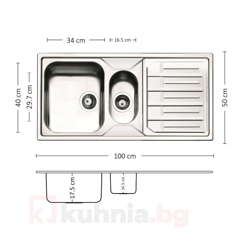 Мивка за вградждане  MELODIA 100.2 TI